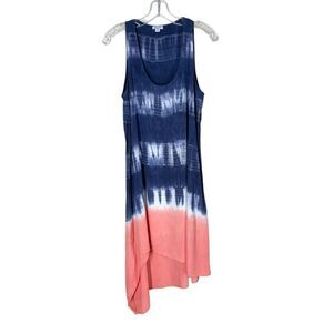 Splendid Tie Dye Bohemian Midi Dress in Pink Blue Boho Ombre Sleeveless Tank M